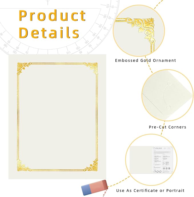 HAUTOCO 50 Packs Certificate Holders, Cream Color Diploma Folders Certificate - Image 3