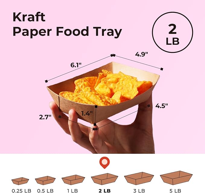 Fit Meal Prep [250 Pack 2 lb Paper Food Boats Heavy Duty Disposable Food Trays - Image 2