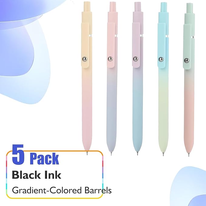 Vanhench 5Pcs Gel Pens, 0.5mm Black Ink Cute Pens - Image 2