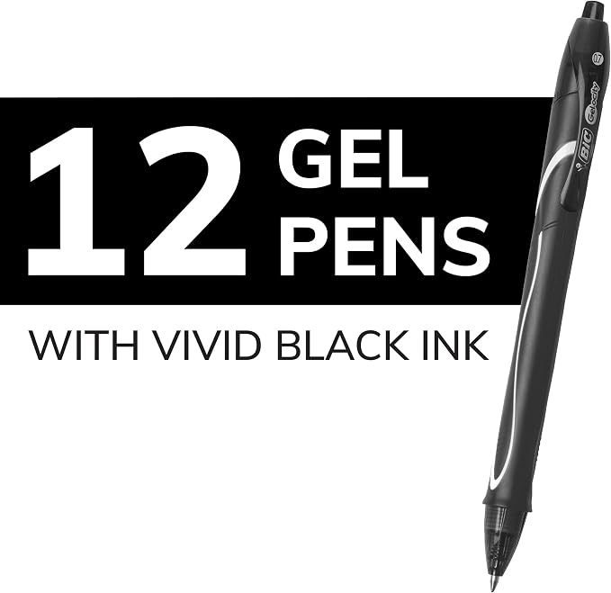 BIC Gelocity Quick Dry Black Gel Pens, Medium Point, Supplies - Image 2