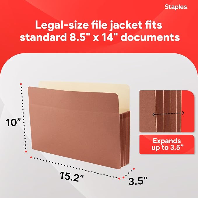Staples Reinforced Expanding File Pockets, Legal Size, 3.5‑Inch Expansion - Image 3