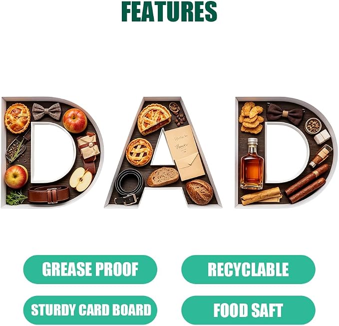Cardboard Letter Fillable DAD Charcuterie Board Candy Food Tray, 12.2 inch - Image 4