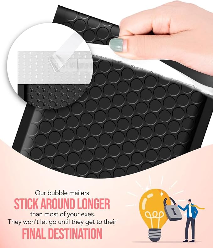 GSSUSA Black Bubble Mailers 8.5x12 Padded Envelopes, 1 Pallet Pack of 6000 - Image 4