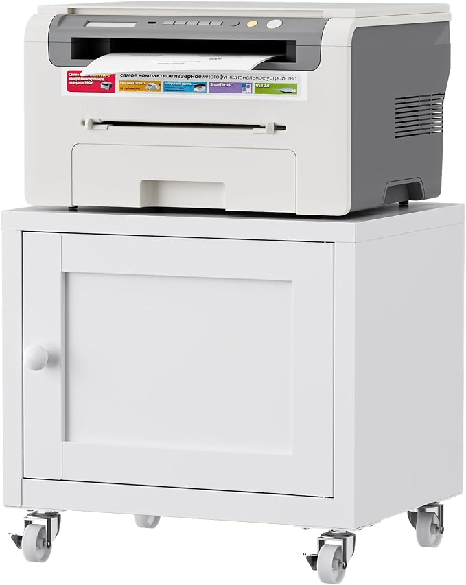 Small Printer Stand with Storage, Home Office Printer Table by LVSTEEL