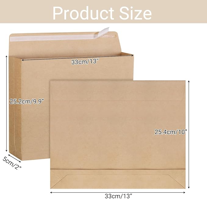 zmybcpack 25 Pack 10" x 13" Expandable Catalog Envelopes, Large Kraft Document - Image 2