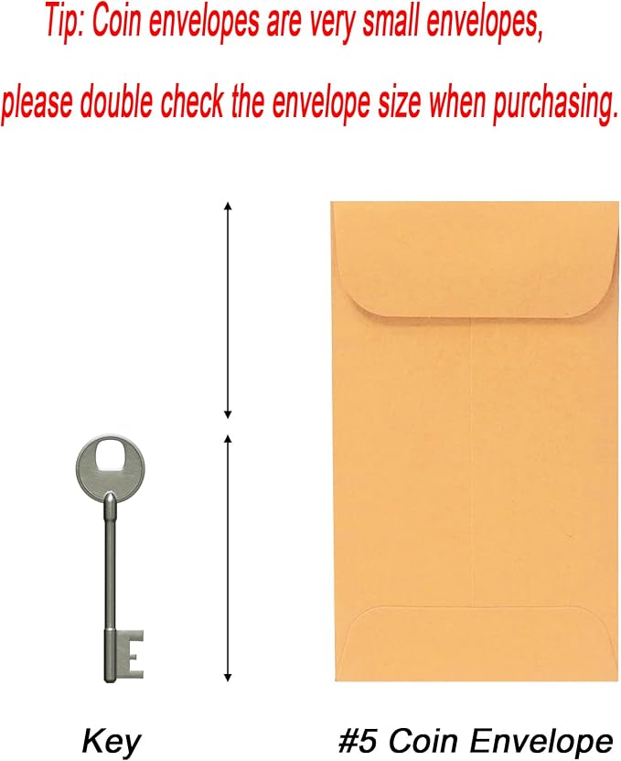 Xxcxpark 200PCS #5 Coin Envelopes 3.125x5.5 inches Brown Kraft Envelopes - Image 2