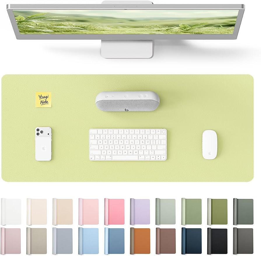 YSAGi Leather Desk Pad Protector, Office Desk Mat, Large Mouse Pad, Non-Slip PU by YSAGi