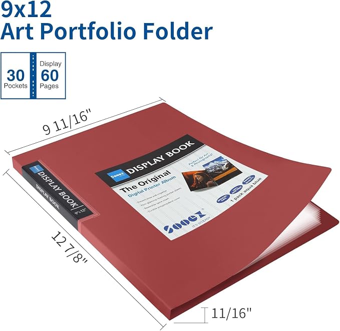 Sooez 30-Pocket Binder with Plastic Sleeves 9x12, Heavy Duty Art Portfolio - Image 2