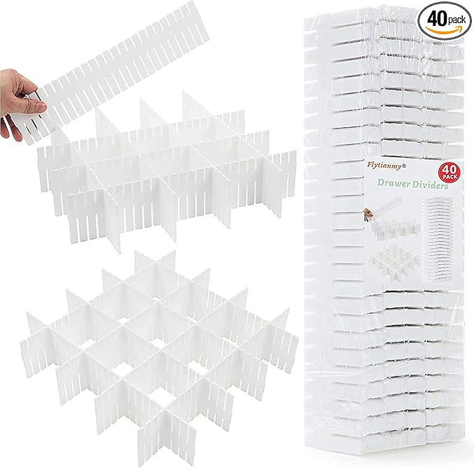 40Pcs Drawer Dividers, Adjustable Drawer Organizer by Flytianmy