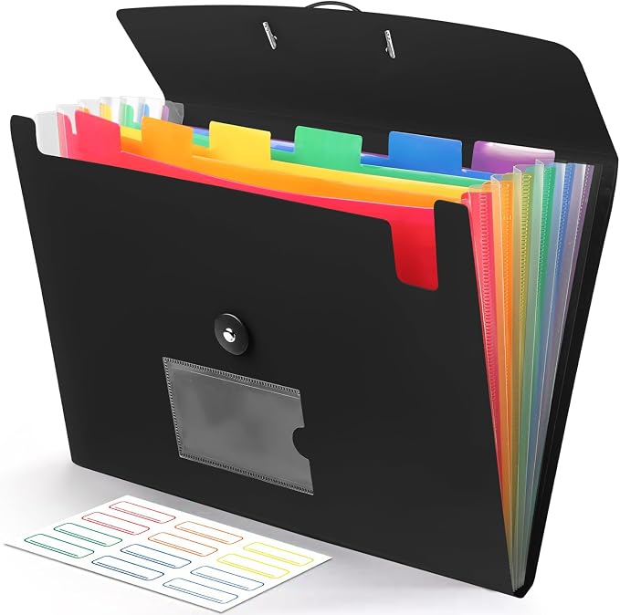Accordian File Organizer 7 Pocket Expanding File Folder by RIEJIN