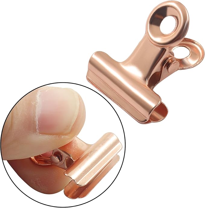 50 Pack Antique Rose Gold Bulldog Clips - 22mm Small Metal Paper Clips Clamps - Image 5