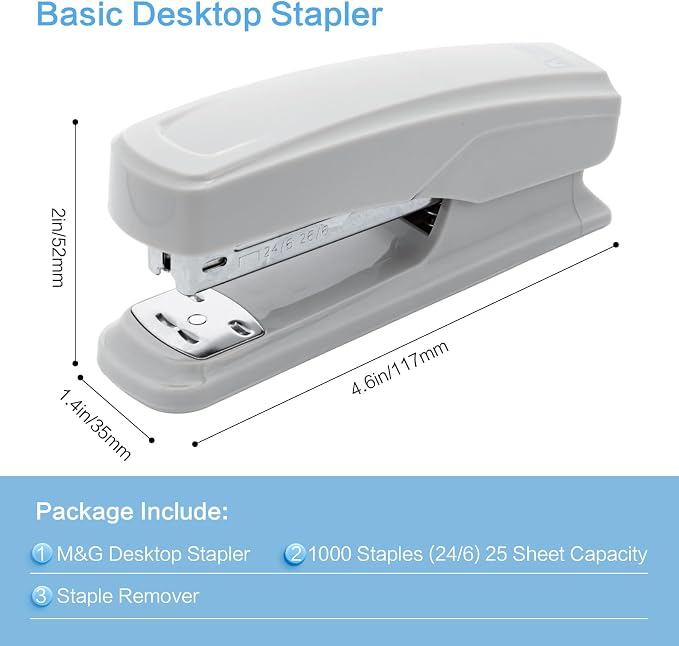 M&G Desktop Stapler with 25 Sheet Capacity, Two Binding Modes, Basic Stapler - Image 2