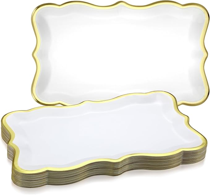 Havawish 24 Pcs 9" x 13" Gold Disposable Paper Serving Trays and Platters Food by Havawish