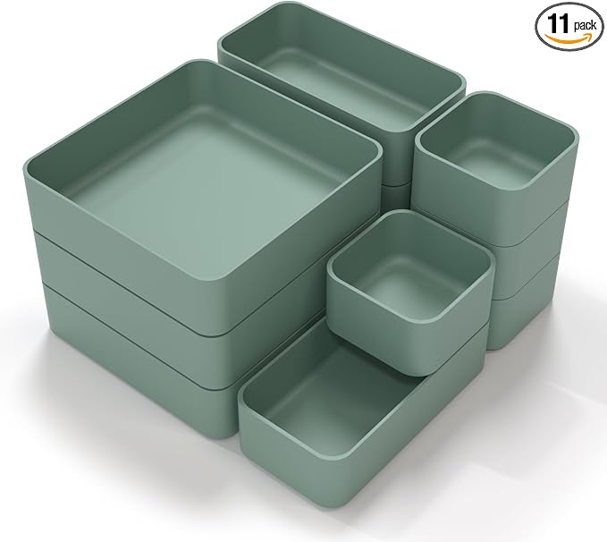 CHANCETSUI 11-Piece Stackable Drawer Organizer Set, Stationery, Utensils in by CHANCETSUI