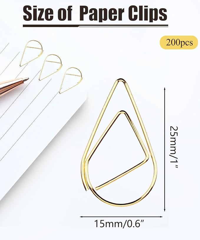 200 Pcs Gold Teardrop Paper Clips Bulk, Stainless Steel Rust-Resistant - Image 5
