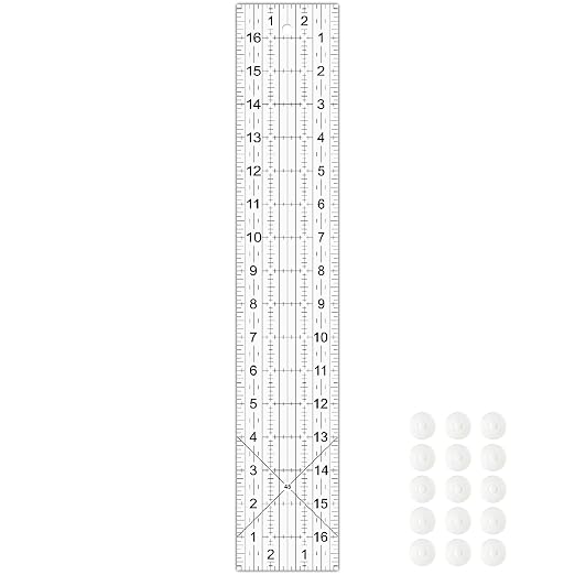 Acrylic Quilters Ruler, Sewing Ruler, 3-Inch by 17-Inch, Non Slip Rings 15 by VPVPV