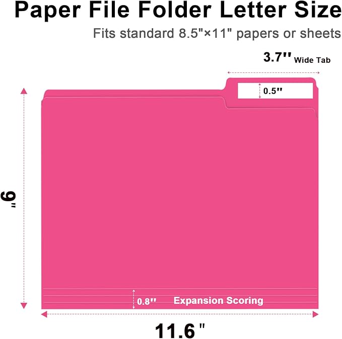 File Folder, RAZCC 150 Pack 1/3 Cut Tab File Folders Letter Size, Folders - Image 2