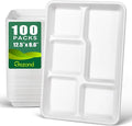 Gezond 100% Compostable 5 Compartment Plates 12.5 * 8.6 Inch, 100 Pack by Gezond%C2%AE