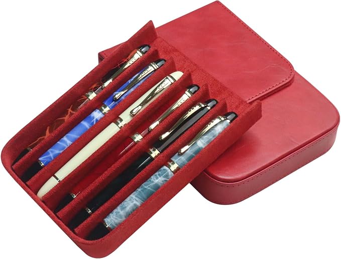PU Leather 6 Fountain Pen/Pencil Tray Case, Magnetic Closure - Image 9