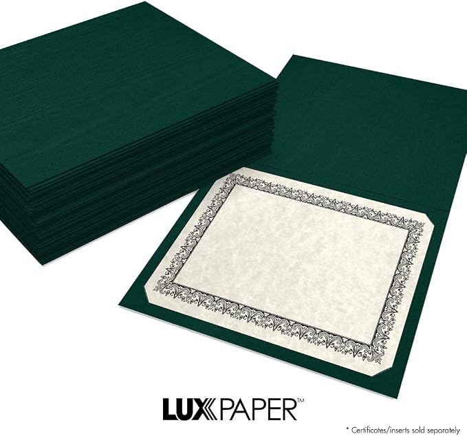 LUXPaper 9.5" x 12" Certificate Holders | Green Linen | 100lb. Cover | 25 Qty - Image 8