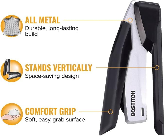 Bostitch Office Executive Metal Desktop Stapler, 3 in 1 Spring Powered Stapler - Image 4