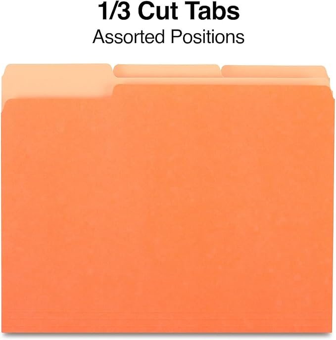 Staples Top‑Tab File Folders, Letter Size, 3‑Tab Design, Durable Paper Stock - Image 3