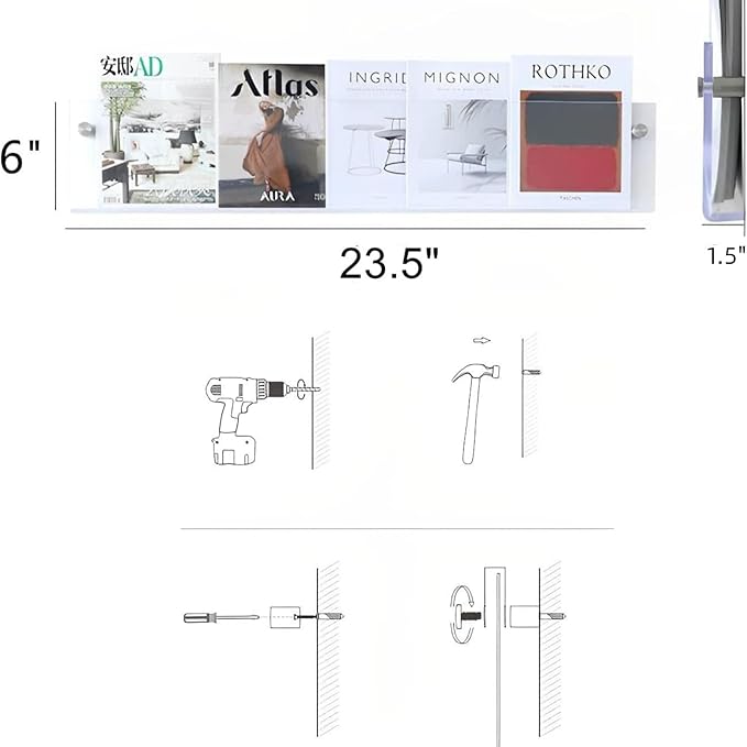 2-Pack Acrylic Magazine Holder Vinyl Records Holder, Display Floating - Image 5