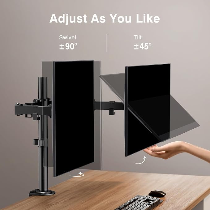 ErGear Dual Monitor Stand, Heavy Duty Adjustable Monitor Desk Mount - Image 4