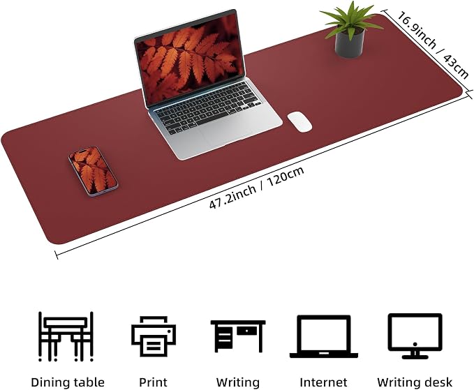 AFIING Leahter Desk Pad 47" x 17", Desk Cover mat | Natural Cork & PU Leather - Image 3