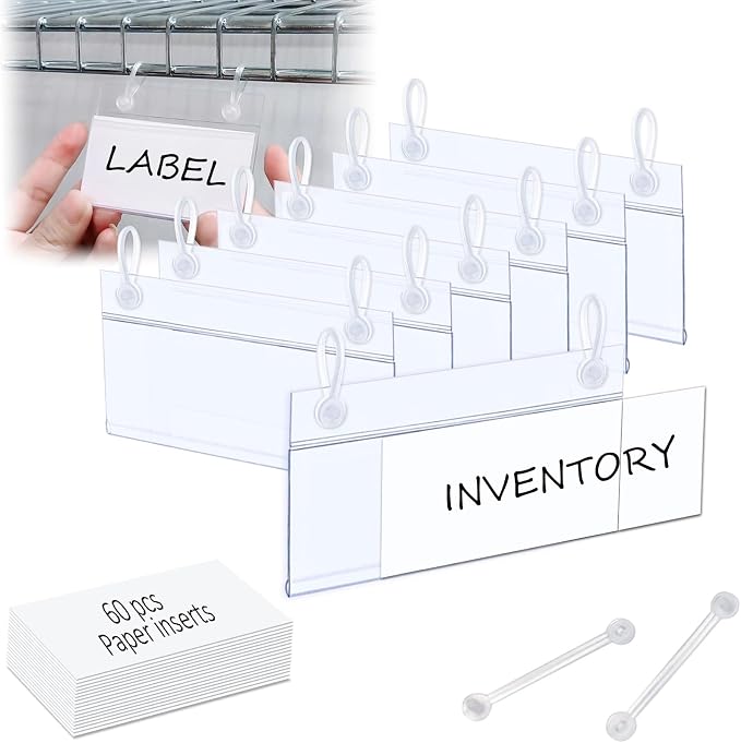 ChanQnTon Plastic Shelf Labels, 3.94 * 1.57inch 60pcs Label Holders by ChanQnTon
