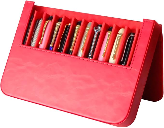 Leather 12 Fountain Pen/Pencil Tray Case Organizer, Fashion Design, Magnetic - Image 8
