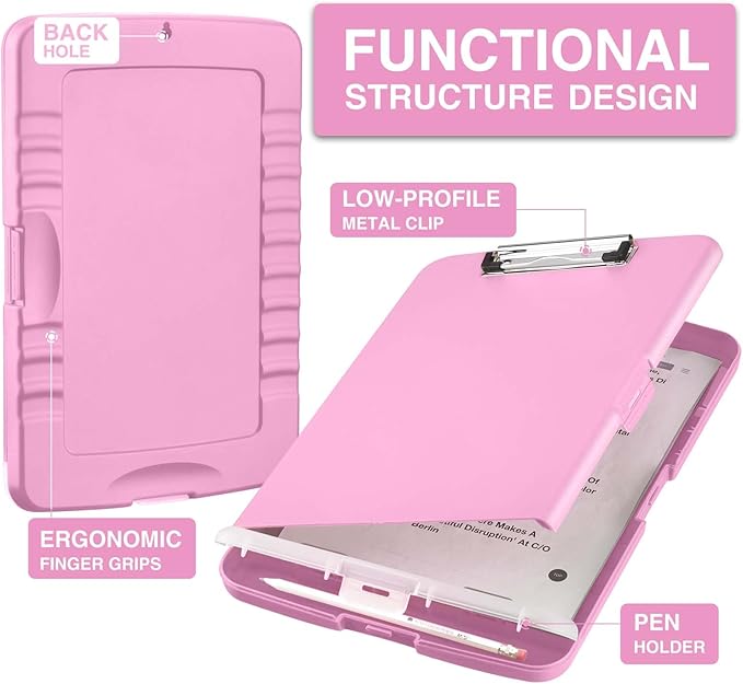 Sooez Clipboard with Storage, Clip Board 8.5 x 11 with Pen Holder, Plastic - Image 2