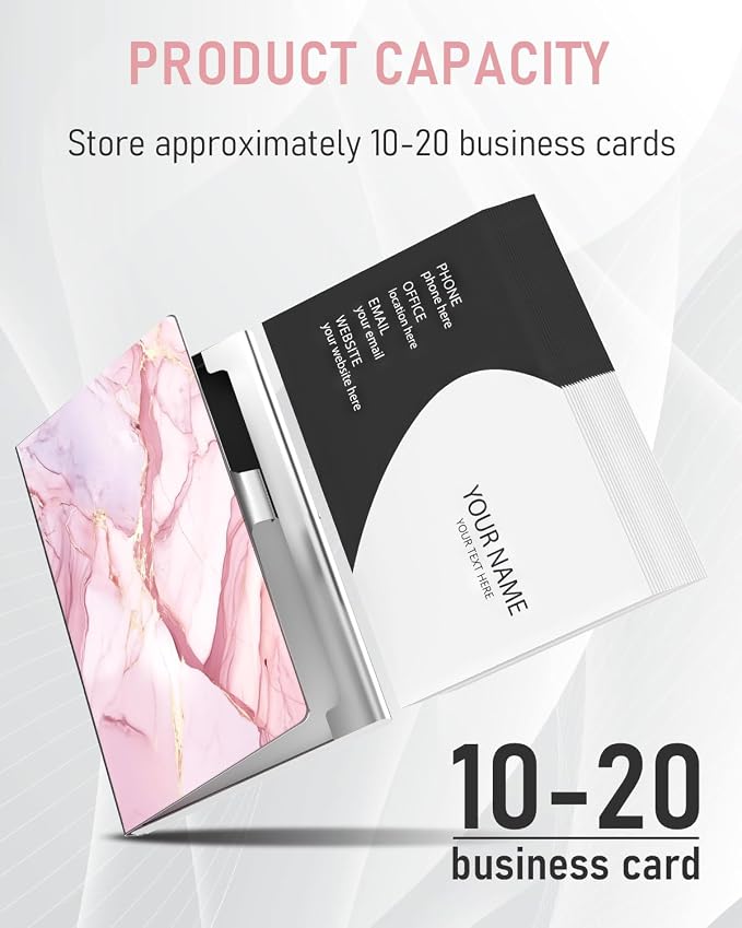 Business Card Metal Slim Organizer, Professional Stainless Steel Square Pocket - Image 2