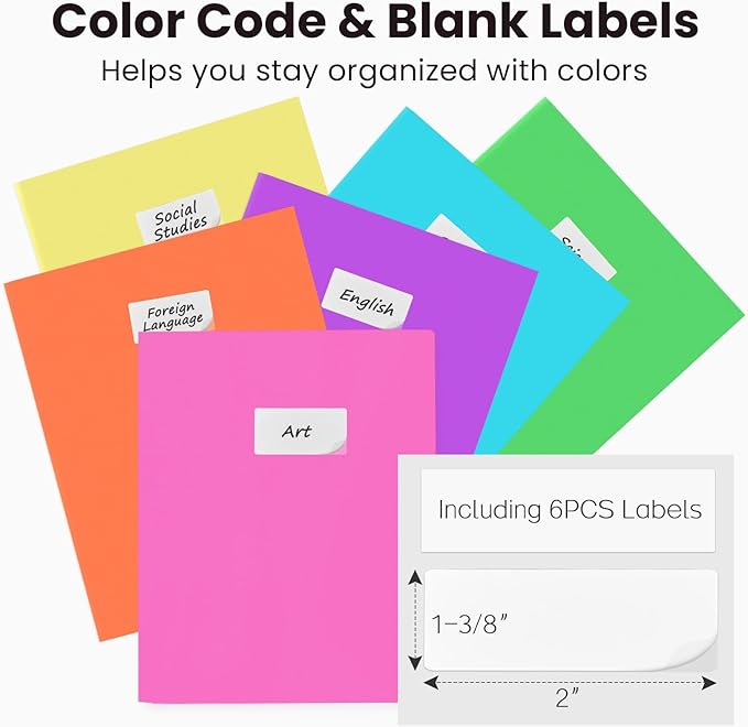 Sooez 6Pack Folders with Pockets, Pastels Colors, Heavy Duty Pocket Folder - Image 2