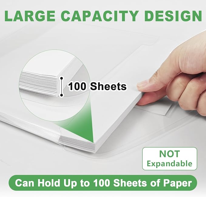 HOUYEE 48 Pack Clear Binder Pocket, 11 Holes Heavy-Duty Plastic Binder Pouch - Image 3