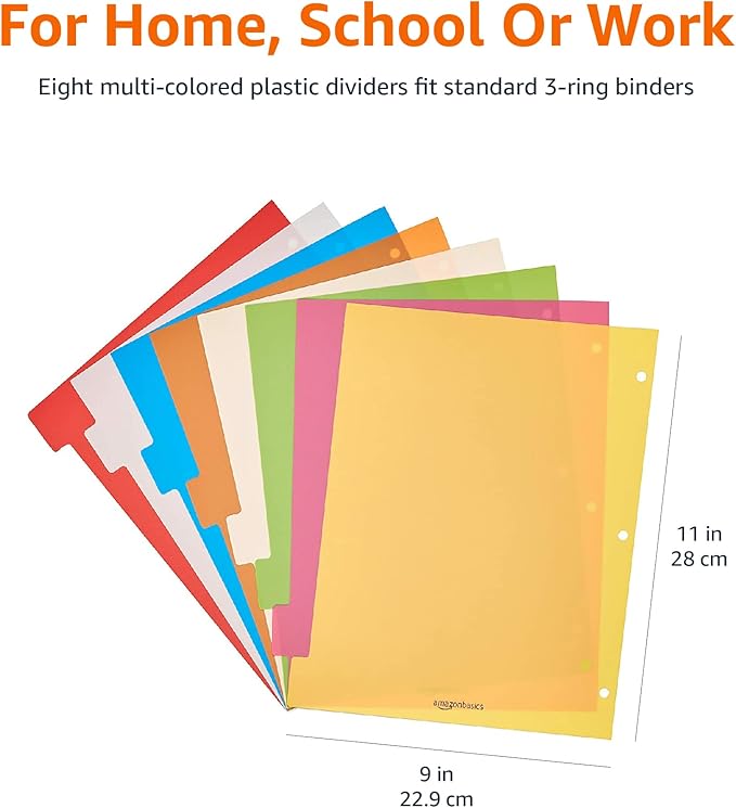 Amazon Basics 8-Tab Plastic Binder Dividers - Image 6