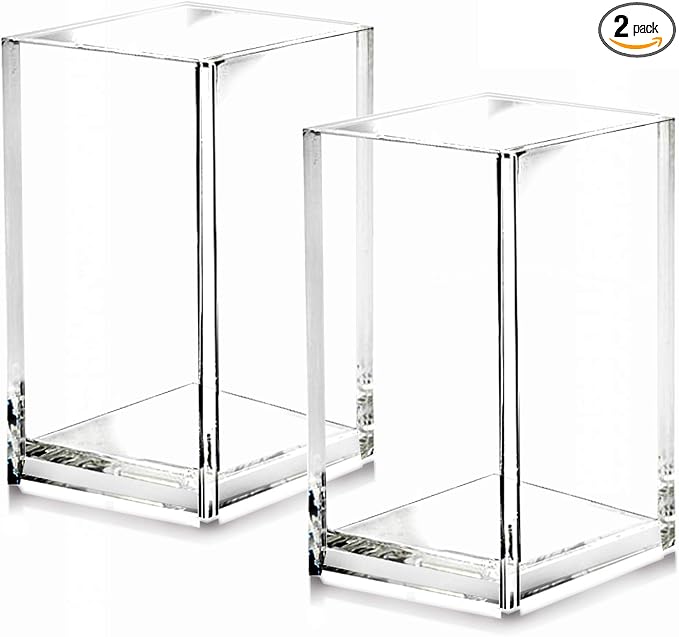 2 Pack Clear Acrylic Pencil Pen Holder Cup, Desk Accessories Holder, Makeup by Cerpourt