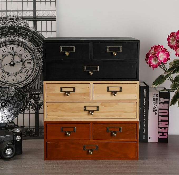 Wooden Storage Box Countertop Drawers Vintage Wooden Drawers Apothecary Cabinet - Image 7