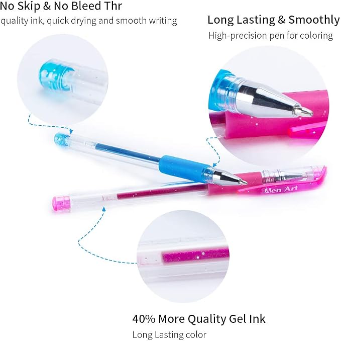 Aen Art Glitter Gel Pens Colored Fine Tip Markers - Image 3