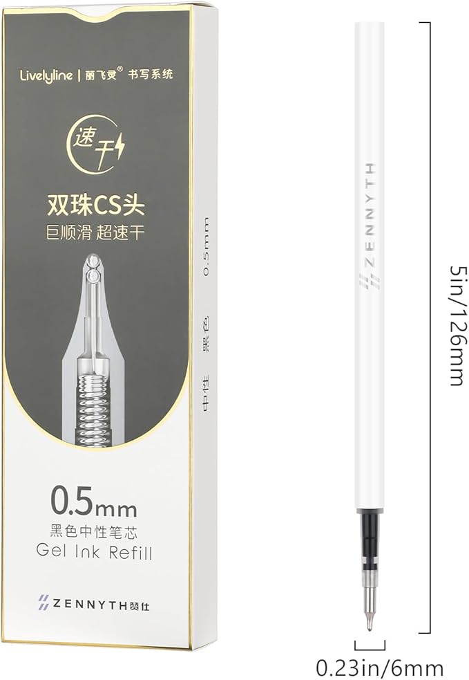 Ddaowanx 10 Pieces Gel Ink Pen Refills, Fine Point 0.5mm Tip Smooth Writing - Image 2