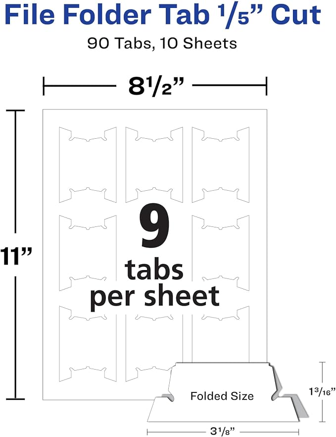 Avery Printable Hanging Tabs, 1/5 Tab, 2 1/16, 5 Packs - Image 6