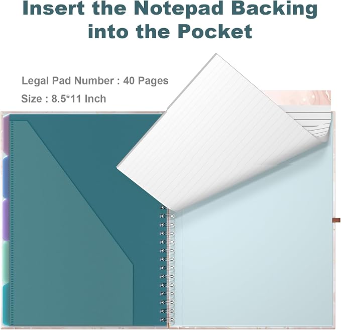 Hongri Clipboard Folio with Refillable Lined Notepad, 8.5 x 11 Folders with - Image 5