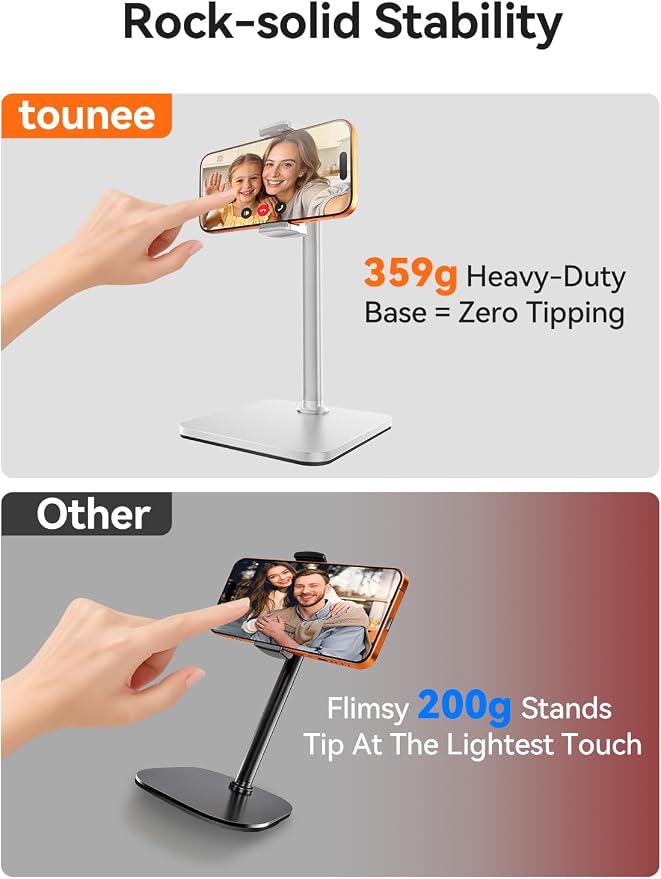 tounee Phone Stand for Desk, 8-11" Height Adjustable Cell Phone Holder for Live - Image 4