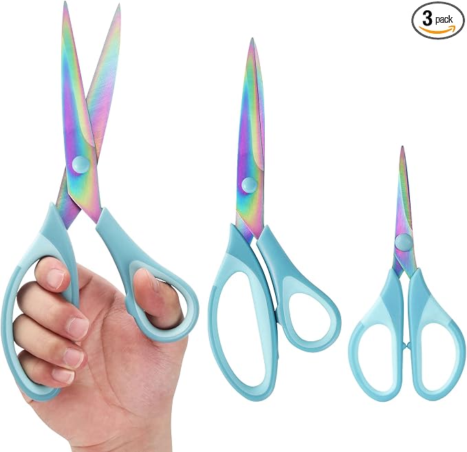 Scissors All Purpose, Sharp Titanium Blades Shears, Rubber Comfort Grip Handle by AILILE