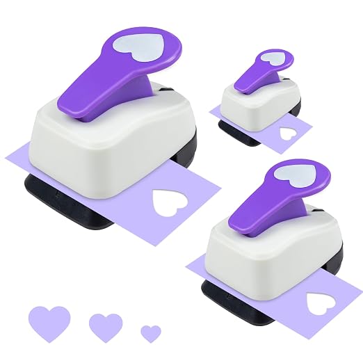 Heart Punch Set, 3/8 Inch, 5/8 Inch, 1 Inch Heart Hole Punches Set by noonimum