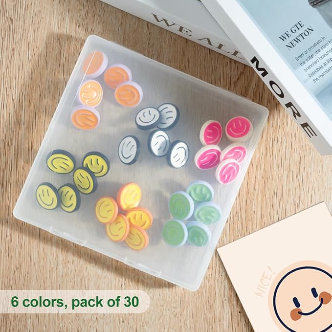 30Pcs Cute Smiley Face Decorative Push Pins, Bulletin Board Tacks, Cork Board - Image 3