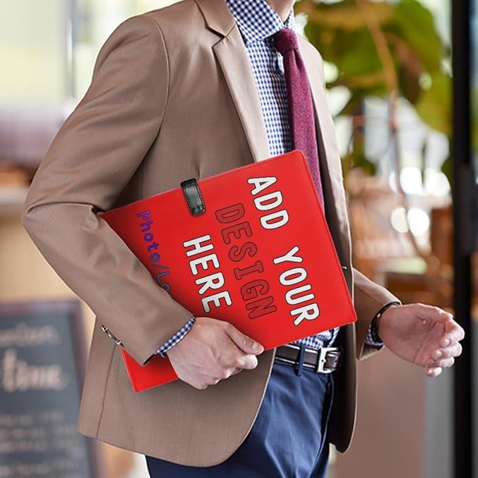 Personalized Leather Portfolio for Men Women, Custom Logo/Text/Photo Binder - Image 3