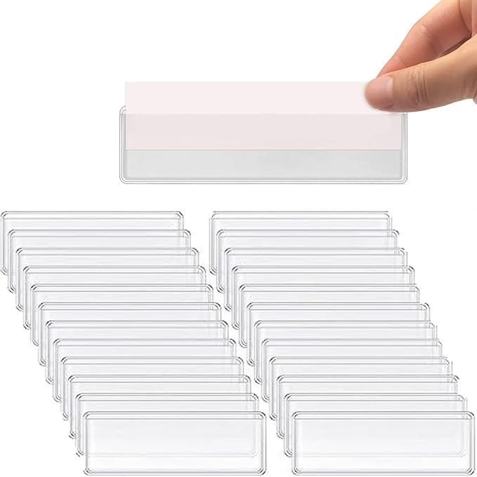 Label Holders Adhesive Shelf Tag Clear Shelf Tag Index Card Pockets Plastic by OwlFocus