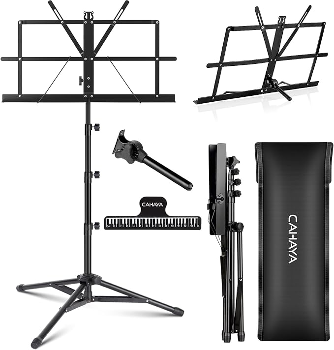 CAHAYA Portable Sheet Music Stand: Dual Use Desktop Book Holder Folding by CAHAYA
