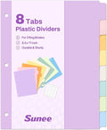 SUNEE 8 Tab Binder Dividers, Plastic Dividers by SUNEE